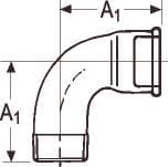 Taivutus 90° musta lyhythihainen/nipple 3/8