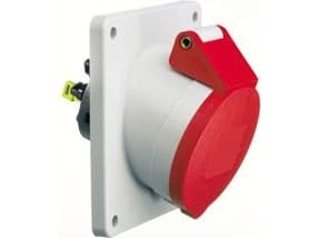 BALS CEE-uttag infälltH6 400V 16A 5 polig röd sned 20°, fläns 75x75 mm, Quick Connect®IP44, polyamid