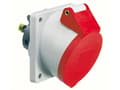 Miniatyrbild 1 av 5: BALS CEE-uttag infälltH6 400V 16A 5 polig röd sned 20°, fläns 75x75 mm, Quick Connect®IP44, polyamid