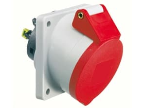 BALS CEE-uttag infälltH6 400V 16A 5 polig röd sned 20°, fläns 75x75 mm, Quick Connect®IP44, polyamid