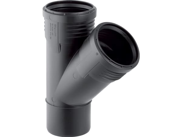 Geberit Silent grenrør 45° 110/50mm, mf, Sort, PP