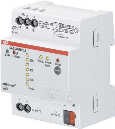 KNX Strømforsyning 640mA med diagnosticering, LED Display