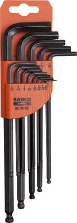BAHCO Unbrako® -avainsarja, musta, pitkä, kuulalla, tuumaa. BE-97800.05-1/16-5/64-3/32-7/64-1/89/64-5/32-3/16-7/32-1/4-5/16