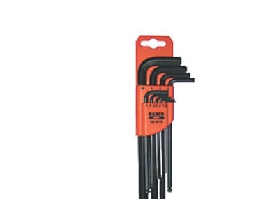 BAHCO Unbrako® -avainsarja, musta, pitkä, kuulalla, tuumaa. BE-97800.05-1/16-5/64-3/32-7/64-1/89/64-5/32-3/16-7/32-1/4-5/16
