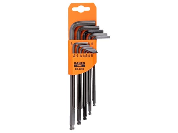 BAHCO Unbrako® -avainsarja, musta, pitkä, kuulalla, tuumaa. BE-97800.05-1/16-5/64-3/32-7/64-1/89/64-5/32-3/16-7/32-1/4-5/16