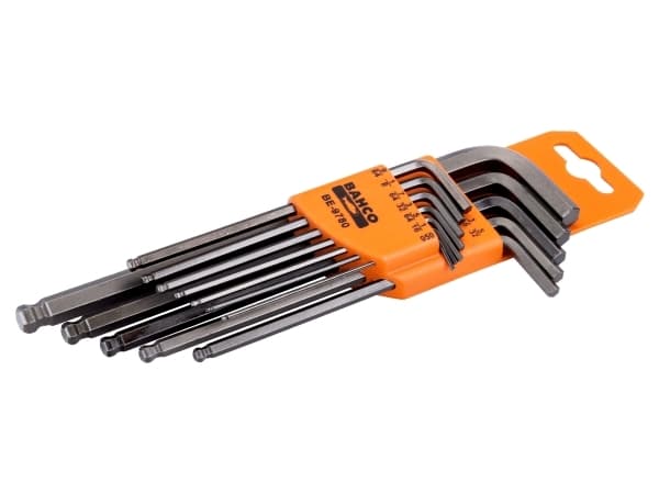 BAHCO Unbrako® -avainsarja, musta, pitkä, kuulalla, tuumaa. BE-97800.05-1/16-5/64-3/32-7/64-1/89/64-5/32-3/16-7/32-1/4-5/16