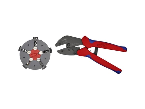 Knipex MULTICRIMP 97 33 02 Crimptång Oisolerade, öppna kontakter, isolerade kabelskor;, isolerade kontakter, kabelskor, oisolerade kabelskor Inkl.