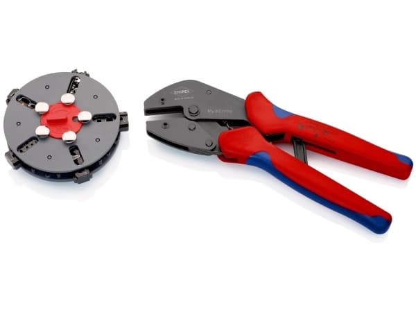 Knipex MULTICRIMP 97 33 02 Crimptång Oisolerade, öppna kontakter, isolerade kabelskor;, isolerade kontakter, kabelskor, oisolerade kabelskor Inkl.