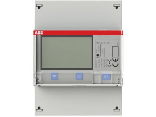 ABB Elmätare för transformatormätning. 3P+N, 230-400V MID-godkänd Cl. B (klass 1), utgångar för puls/alarm, med M-bus-gränssnitt