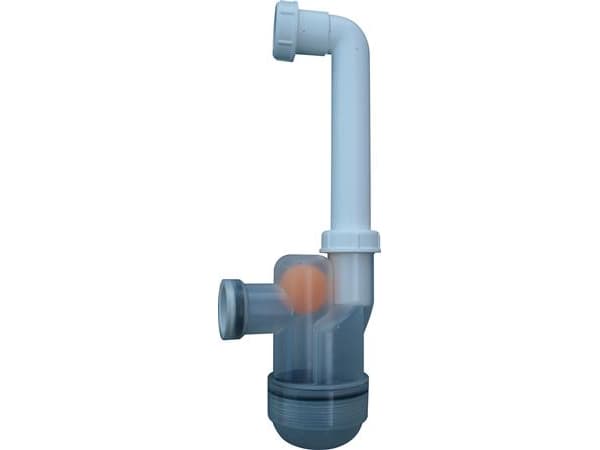 NILAN Vandlås i klar plast med bold i "S"et, Ø20/Ø32 mm afgang til Comfort 200/252/302 Top, CT300, 300LR og 450, monteres på afløbsstuds.