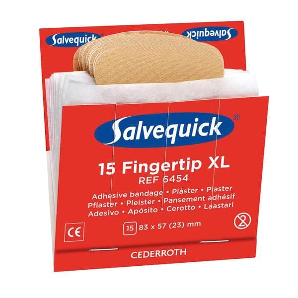 Plaster, Salvequick Fingertip 6454, tekstil, XL, pakke a 6 stk.