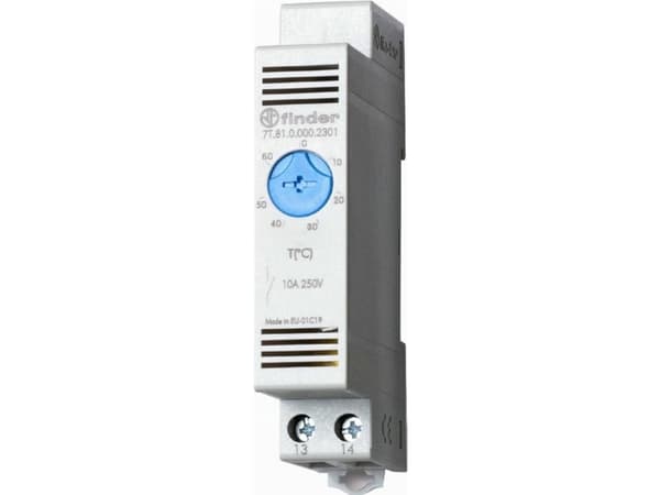 Finder Termostat för uppvärmning av kontaktskåp 7T.81.0.000.2301 250 V/AC 1 x gränslägesbrytare (L x B x H) 88,8 x 17,5 x 47,8 mm 1 st