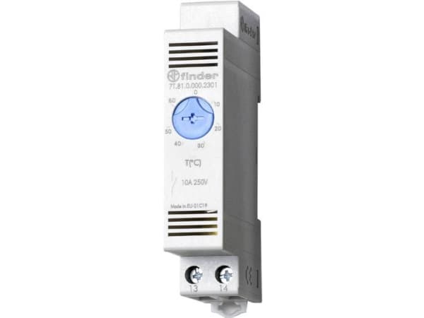 Finder Termostat för uppvärmning av kontaktskåp 7T.81.0.000.2301 250 V/AC 1 x gränslägesbrytare (L x B x H) 88,8 x 17,5 x 47,8 mm 1 st