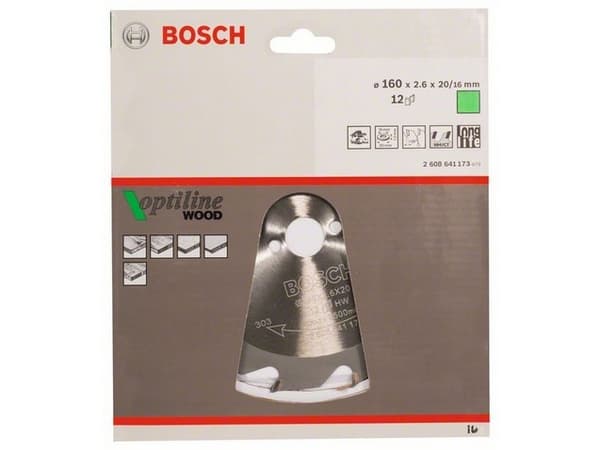 Bosch RUNDSAVKL OPTILINE Ø160X2,6X20/16MM 12T