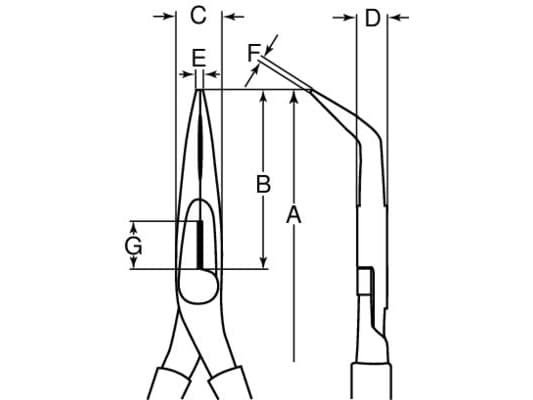 Bahco spisstang, bøyd spiss, 1,62 cm, 7,3 cm, 8,5 mm, Stål, Plast, Oransje
