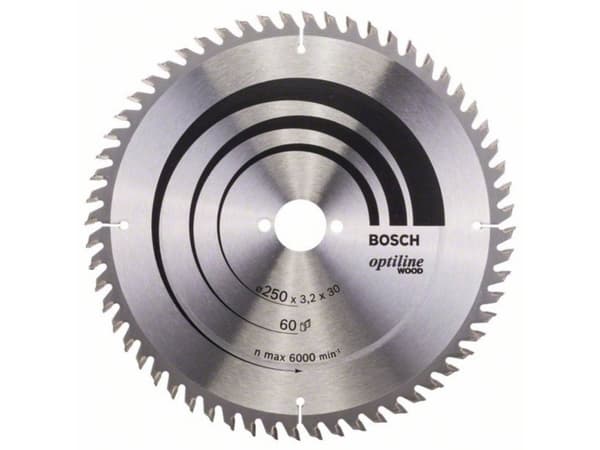 Bosch Optiline Wood - Sirkelformet sagblad - for tre - 250 mm - 60 tenner