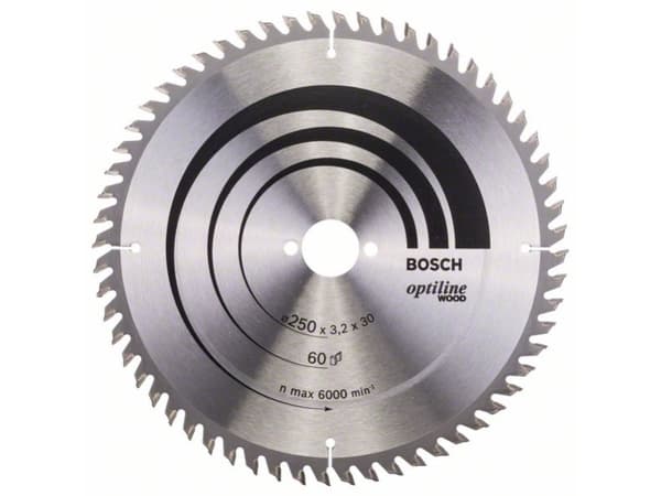 Bosch Optiline Wood - Sirkelformet sagblad - for tre - 250 mm - 60 tenner