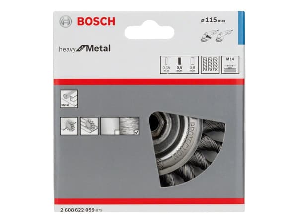 Bosch heavy for Metal - Kabelhjulbørste - for metall - 115 mm - M14 - bredde: 12 mm