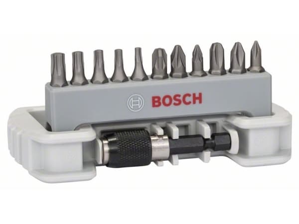 Bosch Extra Hard - Spissett for skrutrekker - 12 deler - torx, phillips, pozidriv - sekspunkters - lengde: 25 mm