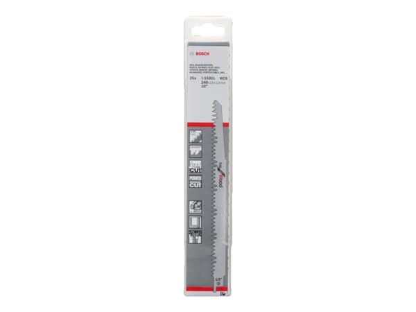 Bosch Top for Wood S 1531 L - Sagblad - for tre, grønt tre, tennved - 25 deler - lengde: 240 mm - bredde: 19 mm