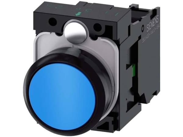 Siemens 3SU11000AB501BA0 3SU1100-0AB50-1BA0 Trykknap Frontring plastic, Betjeningsknap flad Blå 1 stk