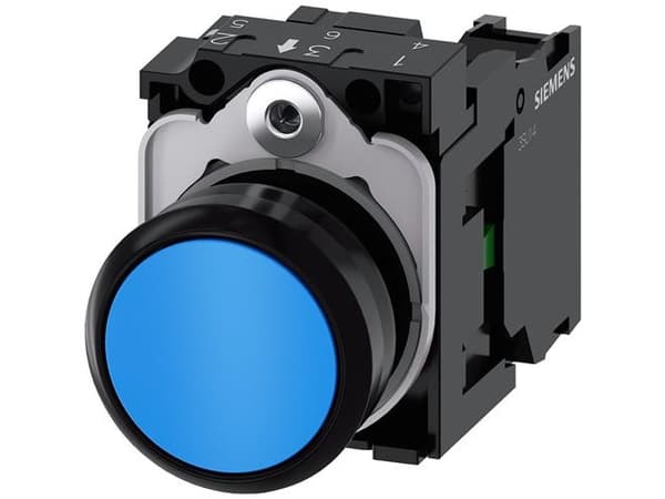 Siemens 3SU11000AB501BA0 3SU1100-0AB50-1BA0 Trykknap Frontring plastic, Betjeningsknap flad Blå 1 stk
