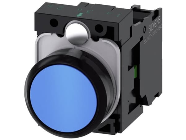 Siemens 3SU11000AB501BA0 3SU1100-0AB50-1BA0 Trykknap Frontring plastic, Betjeningsknap flad Blå 1 stk