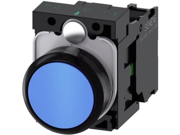 Siemens 3SU11000AB501BA0 3SU1100-0AB50-1BA0 Trykknap Frontring plastic, Betjeningsknap flad Blå 1 stk