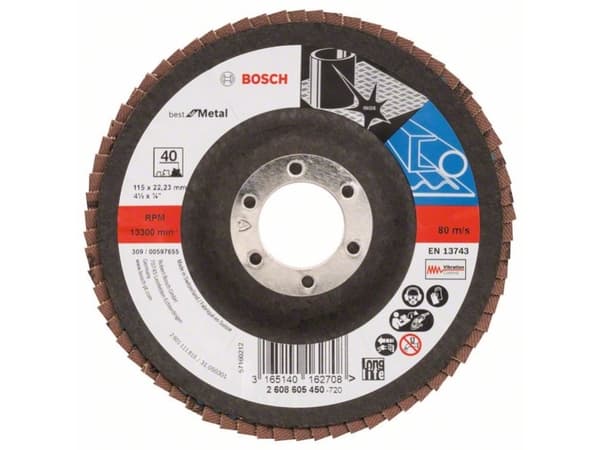 Bosch Best for Metal X571 - Lamellslipskiva - för metall - 115 mm - X-LOCK - grus: 40