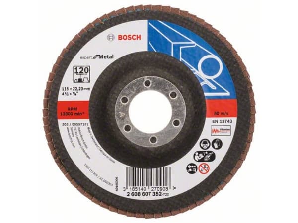 Bosch Accessories 2608607352 Flap Disc Diameter 115 mm Diameter indv. 22.23 mm N/A 1 stk