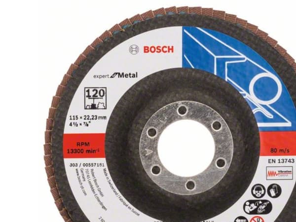 Bosch Accessories 2608607352 Flap Disc Diameter 115 mm Diameter indv. 22.23 mm N/A 1 stk