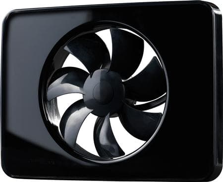 FRESH Ventilator Intellivent® 2.0, sort med flere funktioner for tids,- hastigheds- og fugtstyring. Max. 134 m³/h, ø105-130 mm, IP44.