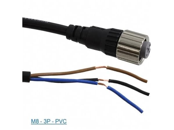 Anturikaapeli PVC M8 M8 3-nastainen naaras suora 10 metriä XZCPV0566L10