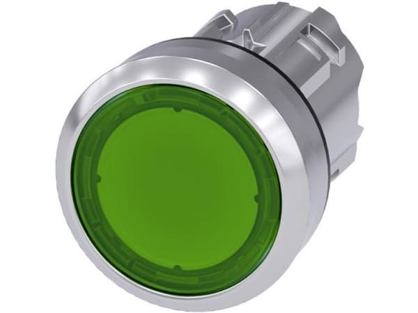 Siemens 3SU10510AB400AA0 3SU1051-0AB40-0AA0 Kevyt painonappi Ohjauspainike litteä, eturengas metallia, kiiltävä vihreä 1 kpl