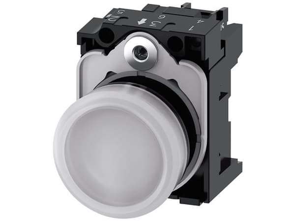 Siemens 3SU1102-6AA60-1AA0 Ljusindikator platt Vit 24 V/AC, 24 V/DC 1 st