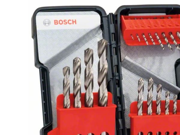Bosch HSS-G, DIN 338 - Borsett - for metall, ikke-jernholdig metall, stål, støpejern, cast steel - 18 deler - cylindrical