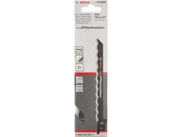 Bosch clean for FibreInsulation S 713 AW - Sågblad - för kartong, läder, matta, fiberisolering, polystyren (PS) - 2 delar - längd: 150 mm
