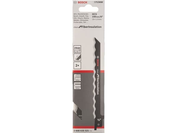 Bosch clean for FibreInsulation S 713 AW - Sågblad - för kartong, läder, matta, fiberisolering, polystyren (PS) - 2 delar - längd: 150 mm