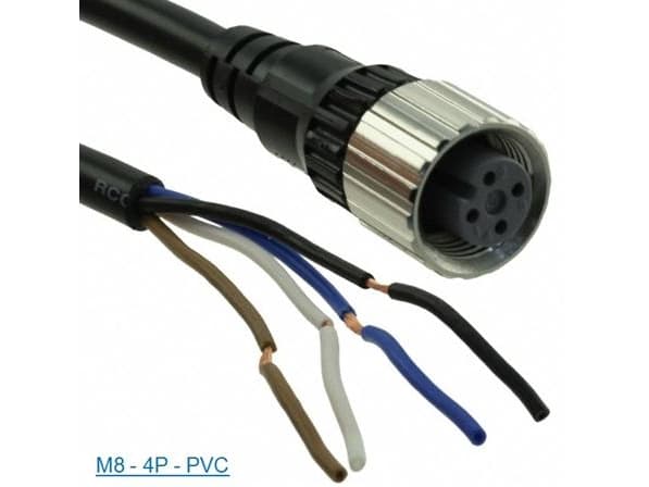 Schneider Electric XZCPV0941L10, 10 m, M8, Honkoppling, Grå, Polyvinylklorid (PVC), -25 - 80 ° C