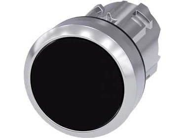 Siemens 3SU10500AB100AA0 3SU1050-0AB10-0AA0 Painike Eturengas metallia, kiiltävä, ohjauspainike tasainen Musta 1 kpl