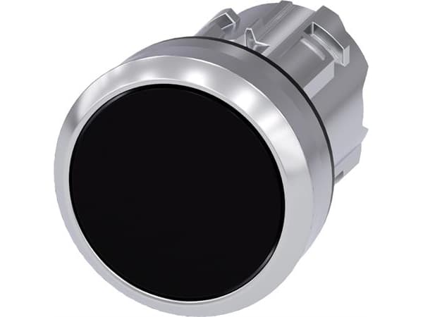 Siemens 3SU10500AB100AA0 3SU1050-0AB10-0AA0 Painike Eturengas metallia, kiiltävä, ohjauspainike tasainen Musta 1 kpl