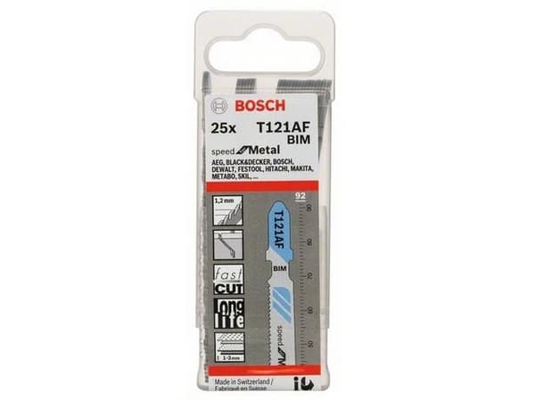 Bosch speed for Metal T 121 AF - Stikksagblad - for tynn metallplate - 25 deler - T-skaft - lengde: 92 mm