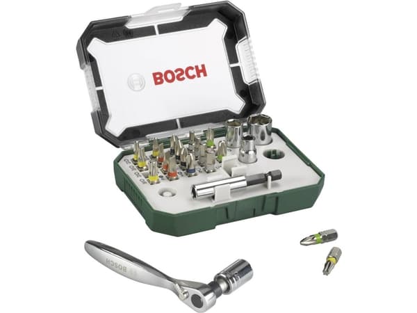 Bosch - Skralleskrutrekker med bitsett - 26 deler - inn boks