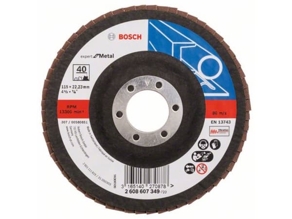 Bosch Accessories 2608607349 Flap Disc Diameter 115 mm Diameter indv. 22.23 mm N/A 1 stk