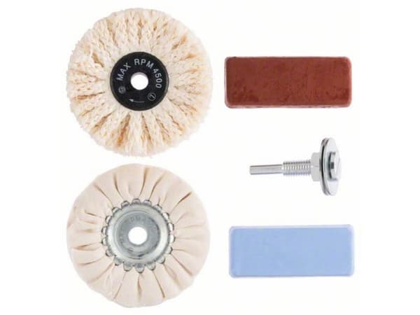 Bosch Polishing Set - Kiillotussarja (harja sisal-narulla, kehä, kiillotuskiekko, kiillotustahna)