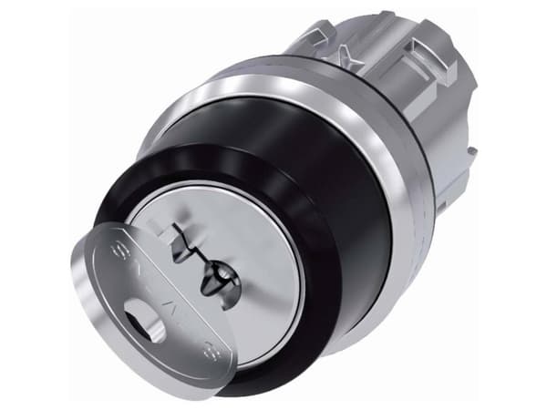 Siemens 3SU10504BF110AA0 3SU1050-4BF11-0AA0 Avainkytkin Eturengas metallia, kiiltävä musta 1 x 90° Avaimen vapautus 1 kpl