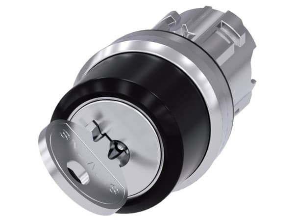 Siemens 3SU10504BF110AA0 3SU1050-4BF11-0AA0 Avainkytkin Eturengas metallia, kiiltävä musta 1 x 90° Avaimen vapautus 1 kpl