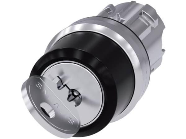 Siemens 3SU10504BF110AA0 3SU1050-4BF11-0AA0 Avainkytkin Eturengas metallia, kiiltävä musta 1 x 90° Avaimen vapautus 1 kpl