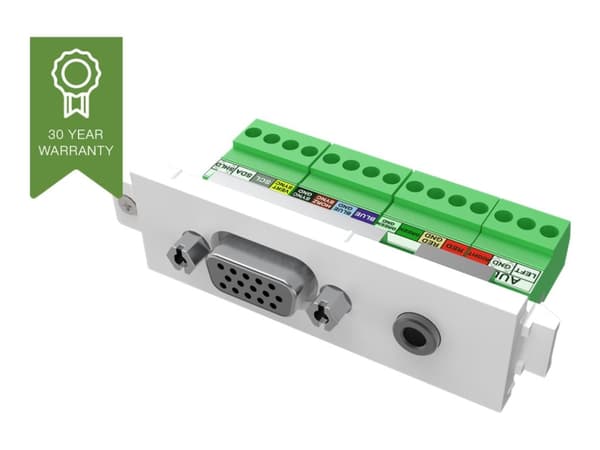 VISION TechConnect 3 VGA+3.5mm module - Modulkontaktplatta med insnäppsfästen - HD-15, minihörlurskontakt, stereo 3,5 mm