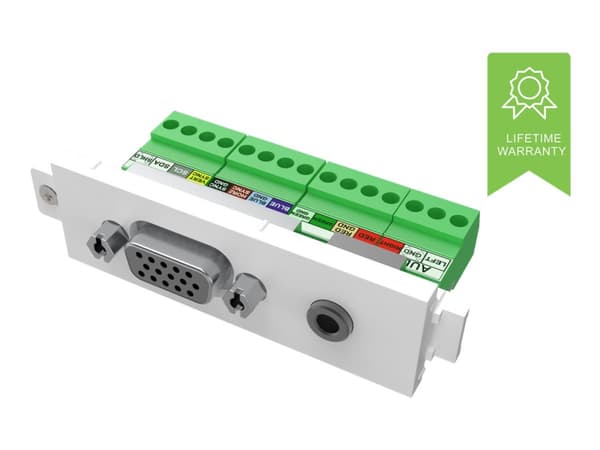 VISION TechConnect 3 VGA+3.5mm module - Modulkontaktplatta med insnäppsfästen - HD-15, minihörlurskontakt, stereo 3,5 mm